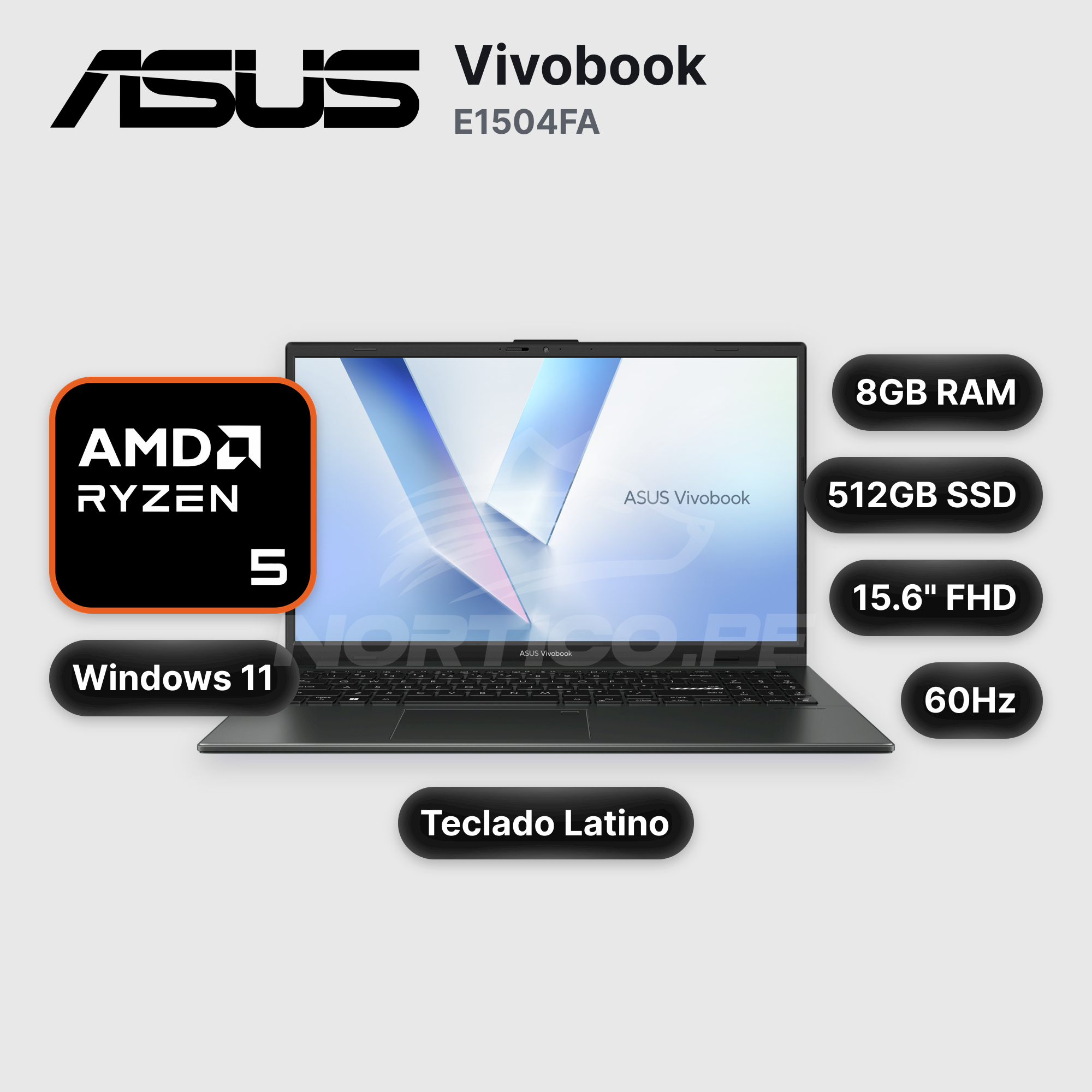 Laptop ASUS Vivobook E1504FA 8GB 512GB SSD 15.6" (90NB0ZR2-M04PD0)