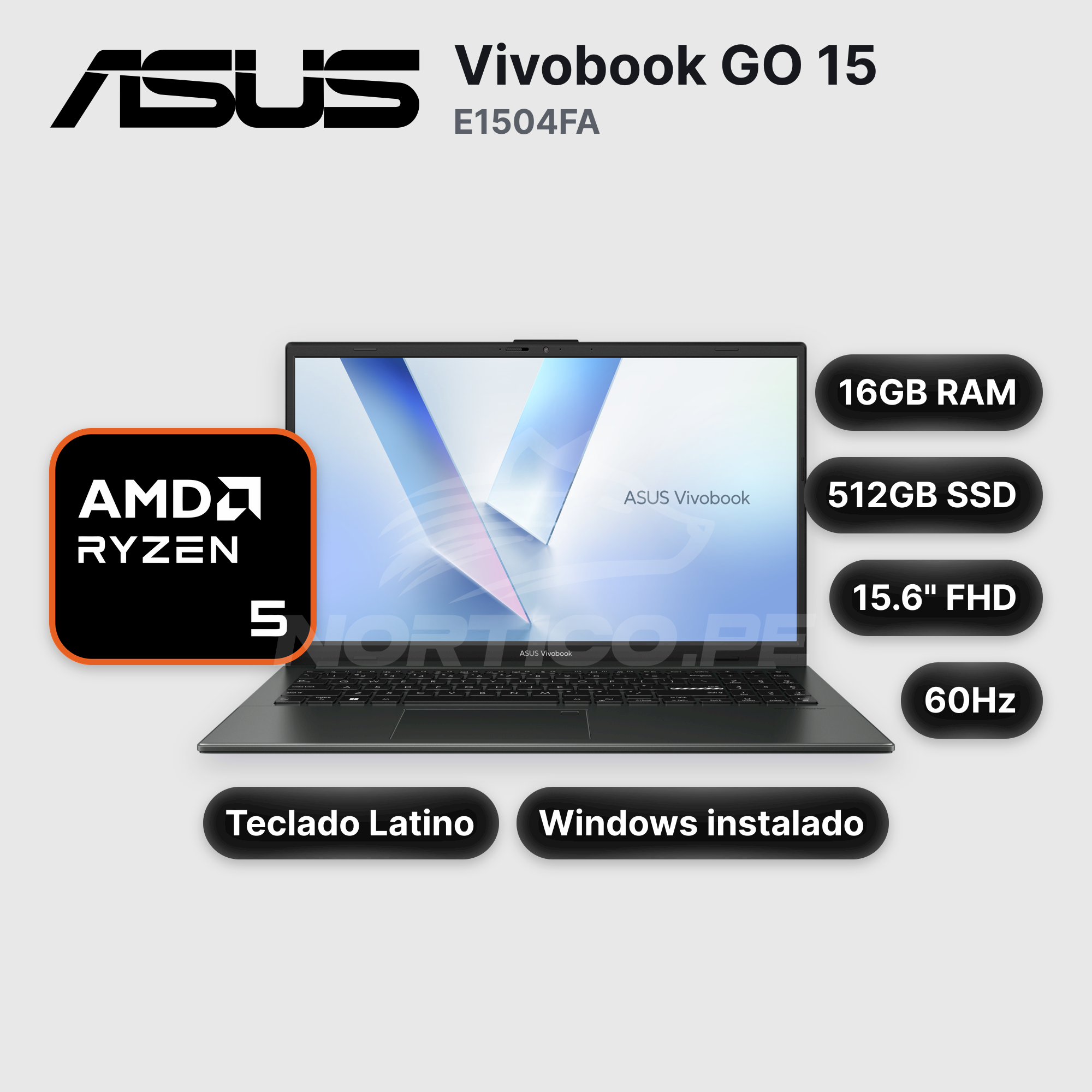 Laptop ASUS Vivobook GO 15 E1504FA 16GB 512GB SSD 15.6" (90NB0ZR3-M04PJ0)