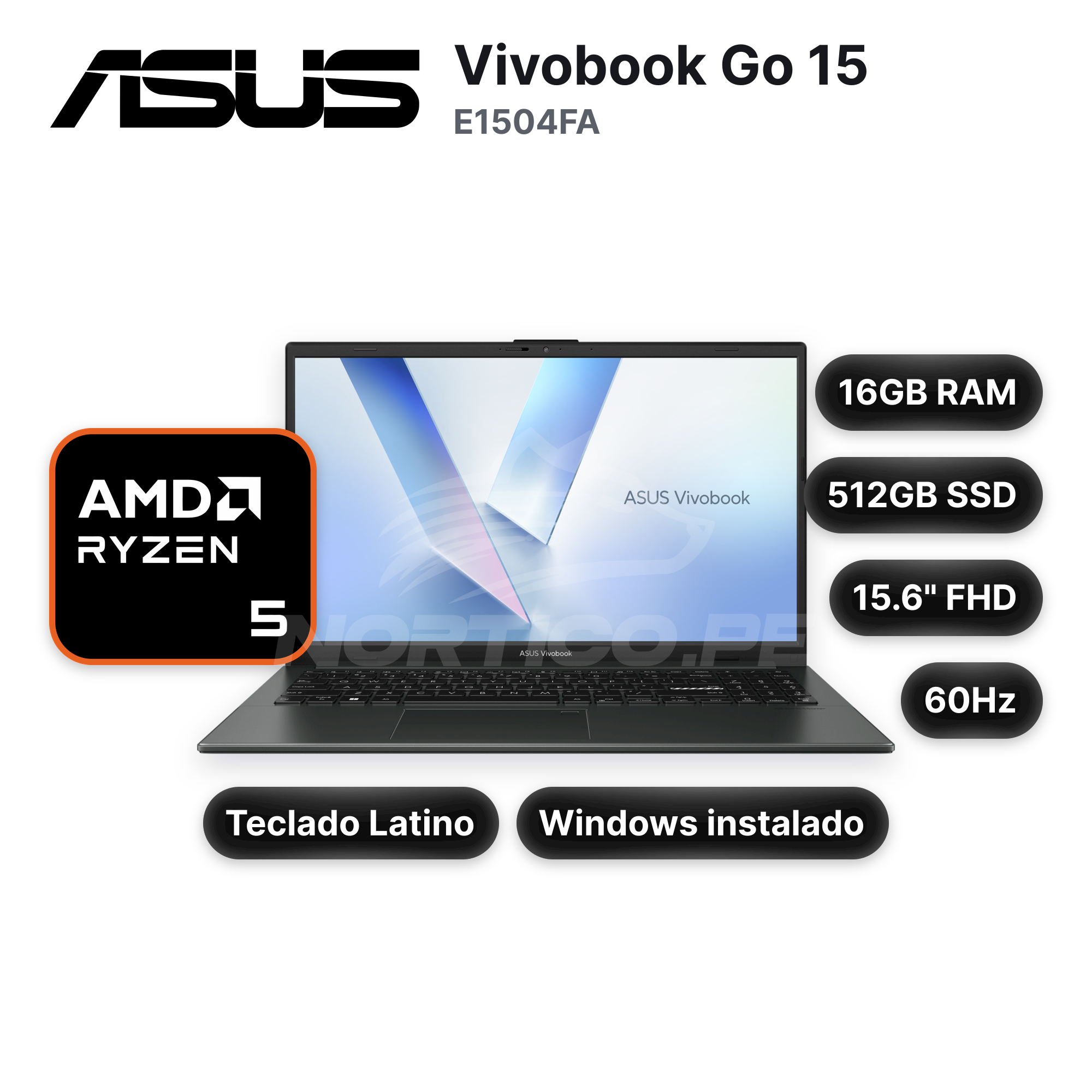 Laptop ASUS Vivobook Go 15 E1504FA 16GB 512GB SSD 15.6" (90NB0ZR3-M04PJ0)