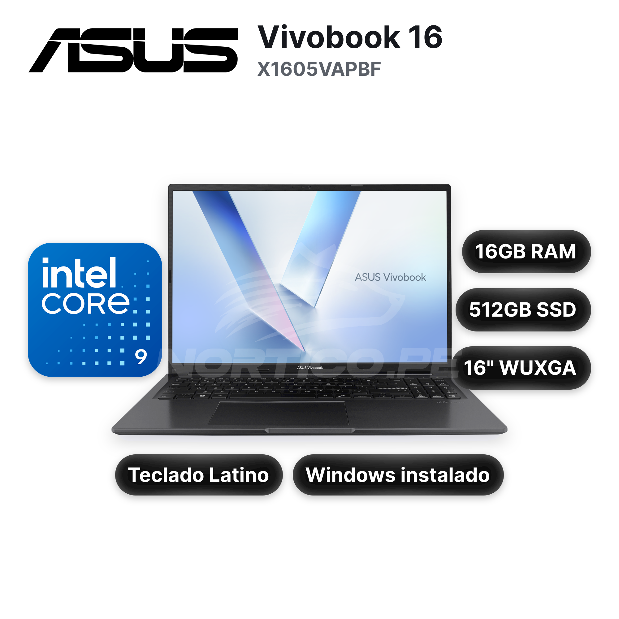 Laptop ASUS Vivobook 16 X1605VAPBF Core 9-270H 16GB 512GB SSD 16" (90NB13W3-M00XH0)