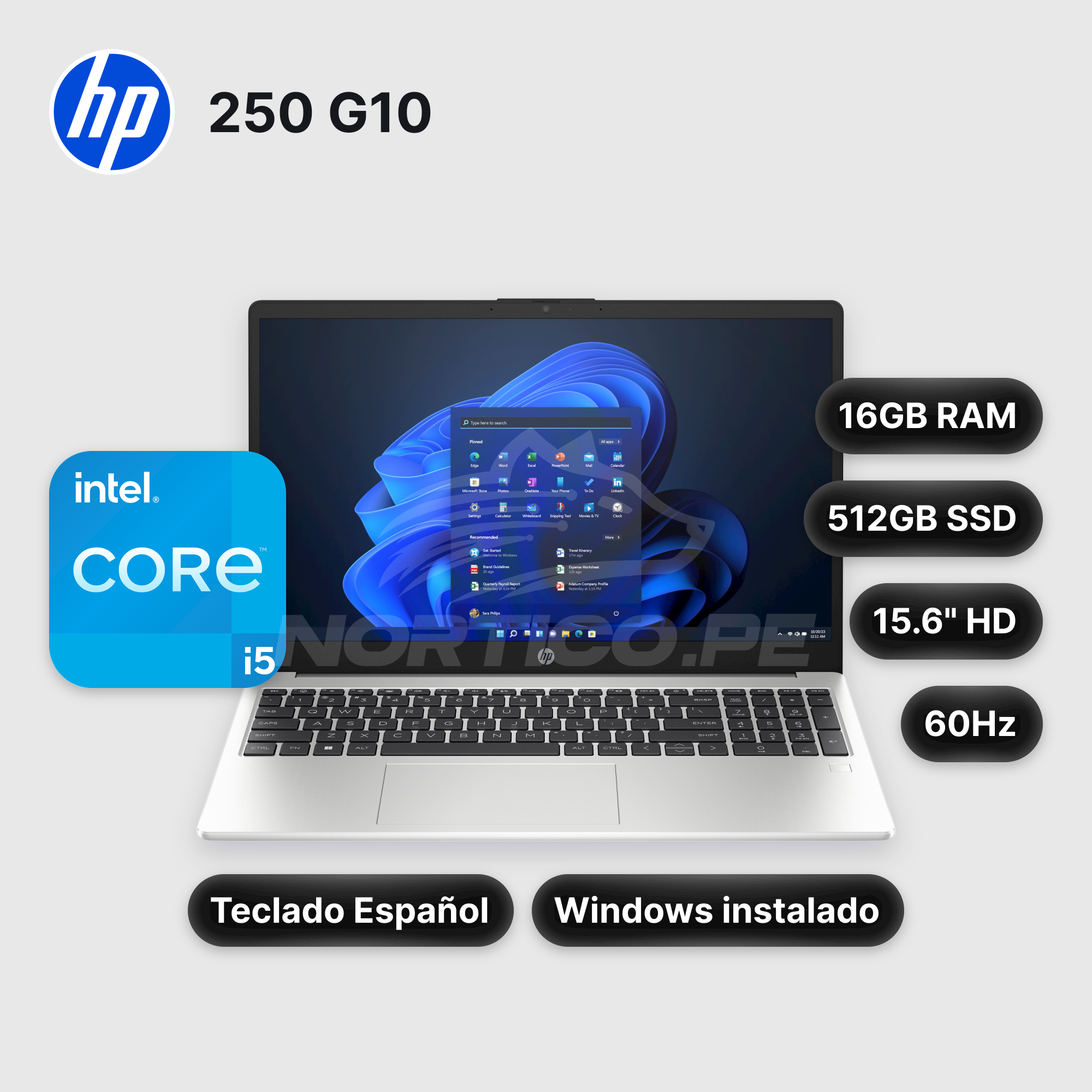 Laptop HP 250 G10 Core I5-1334U 16GB 512GB SSD 15.6" (B03E2LT#ABM)