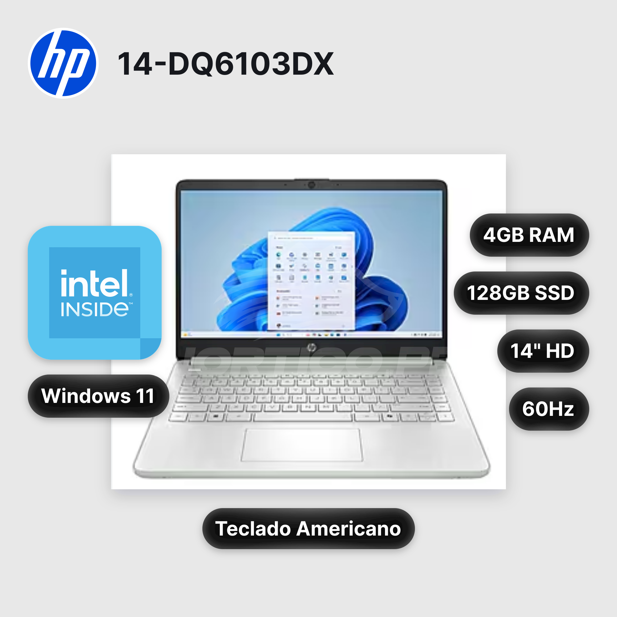 Laptop HP 14-DQ6103DX N150 4GB 128GB UFS 14" (D0SN7UA#ABA)