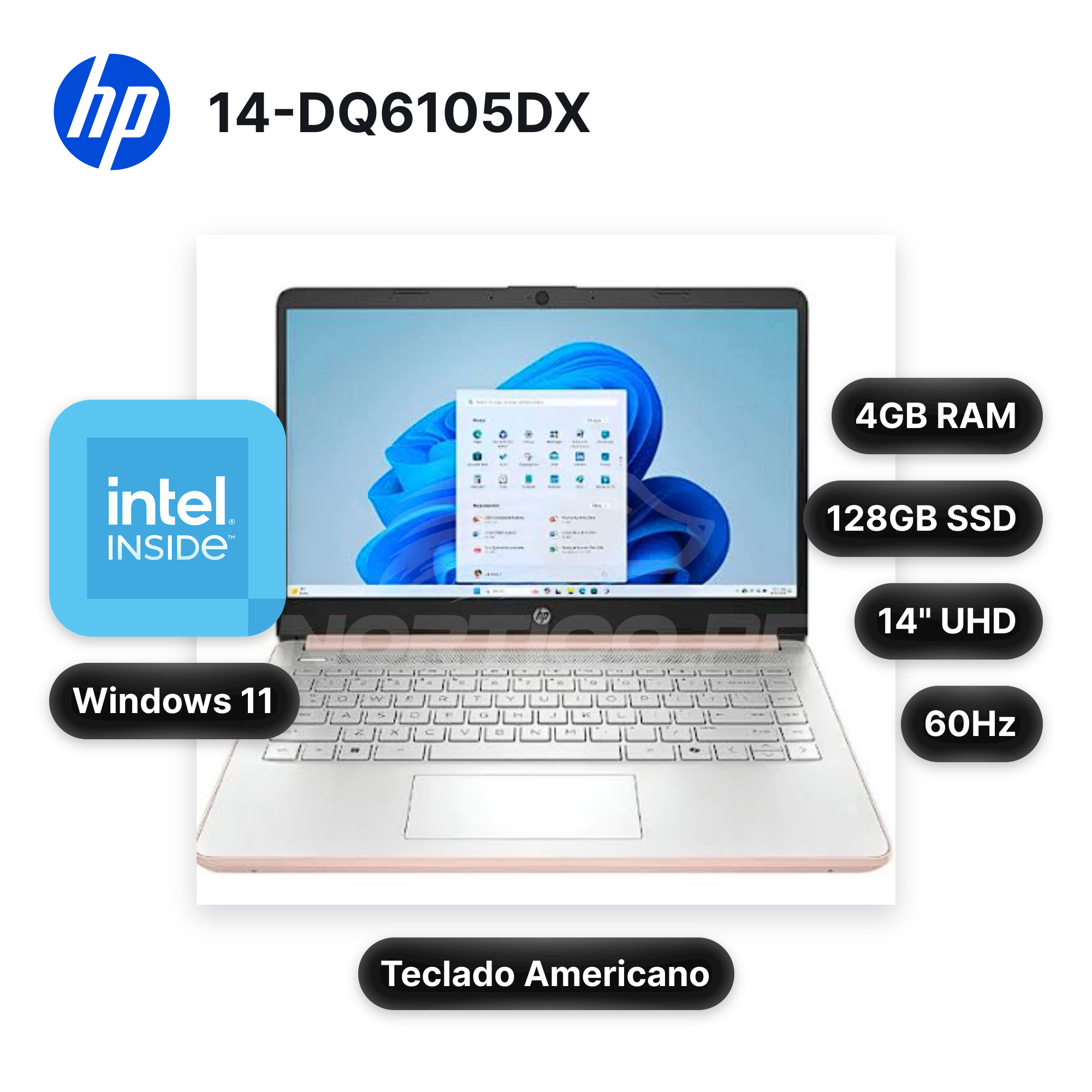 Laptop HP 14-DQ6105DX N150 4GB 128GB UFS 14" (D0SN9UA#ABA)