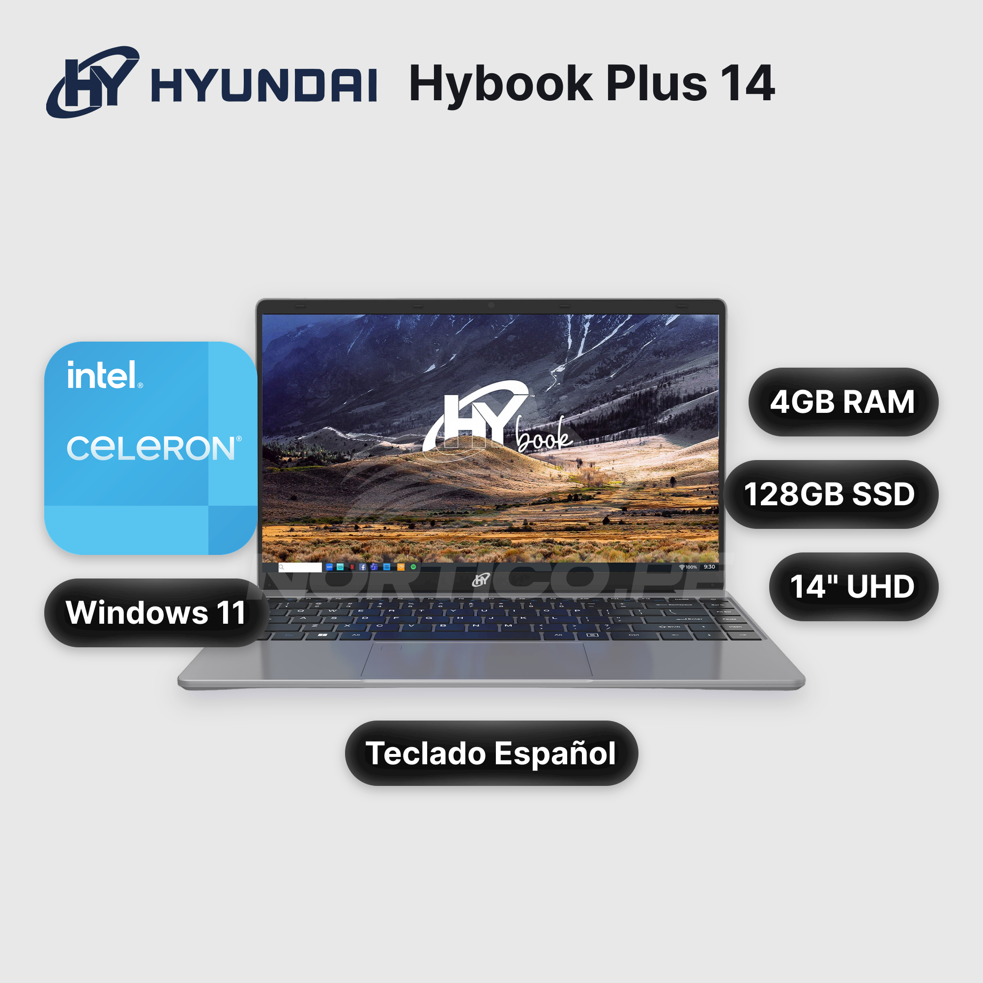 Laptop Hyundai Hybook Plus 14 Celeron N4020 4GB 128GB eMMC 14" (HT14CC1C46SG)