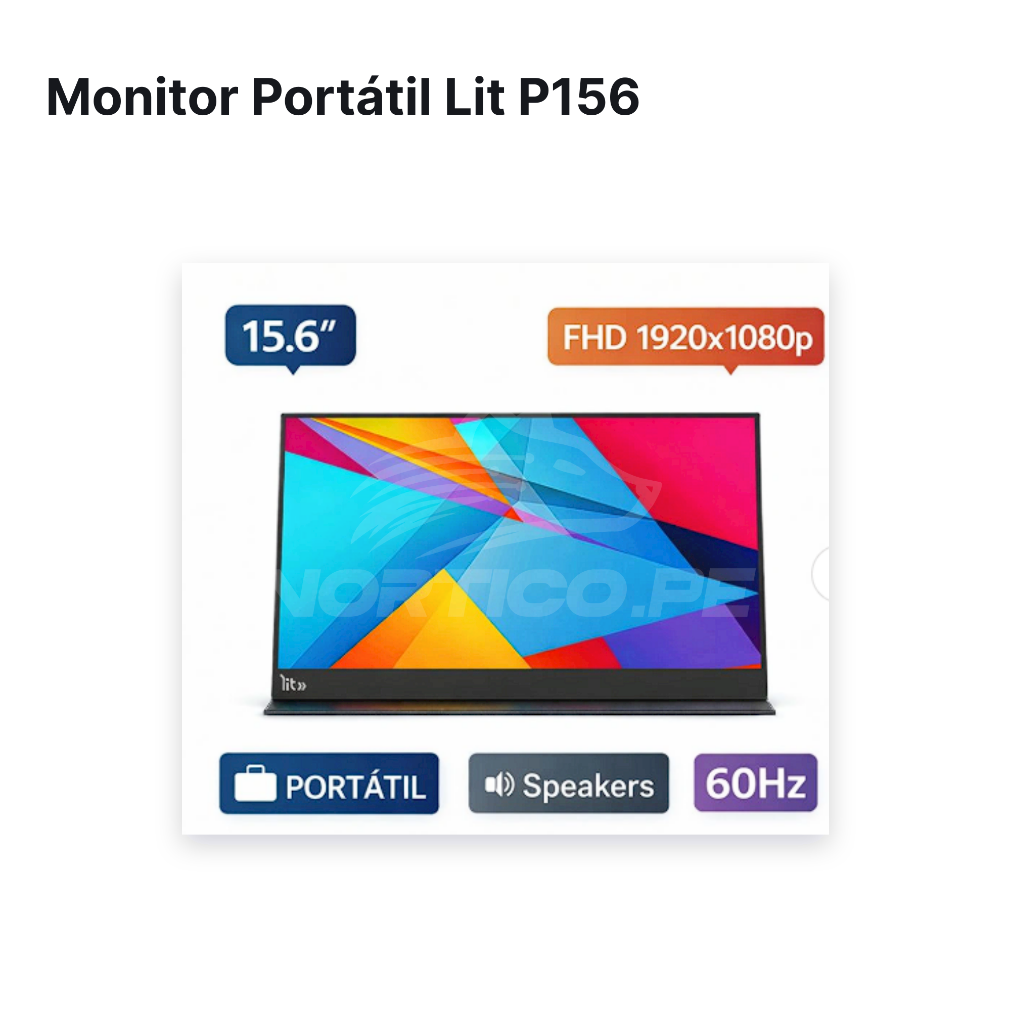 Monitor Portátil LIT P156 15.6" FHD IPS 60Hz (LIT-P156)
