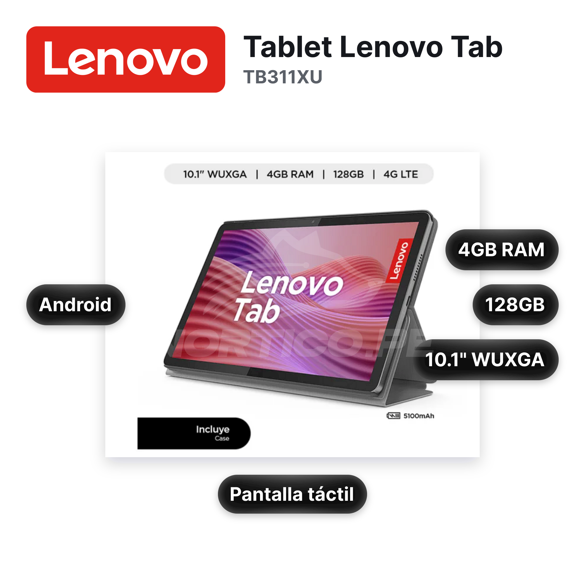 Tablet Lenovo Tab TB311XU 128GB 4GB RAM 10.1" WUXGA WiFi + 4G LTE (ZAEJ0105PE)