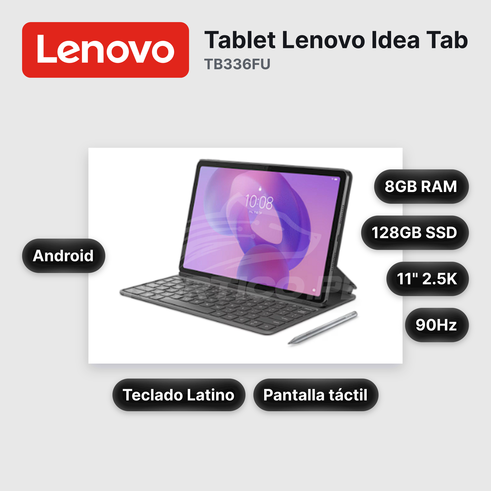 TABLET LENOVO IDEA TAB TB336FU 8GB 128GB WIFI 11" (2560X1600) IPS 90HZ LUNA GREY