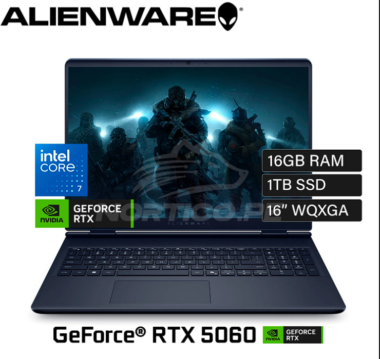 Laptop Alienware Dell 16 Aurora Core 7-240H 16GB 1TB SSD RTX 5060 16" (LAC16250-7469BLU-PUS)