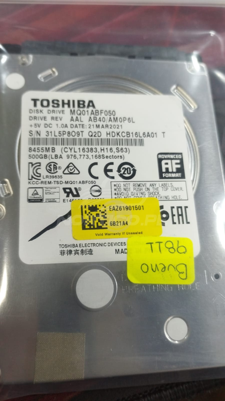 DISCO MECANICO TOSHIBA 500GB 2.5" 5400RPM 500GB 2.5"